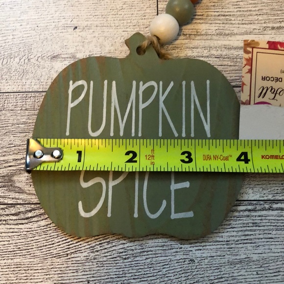 “Pumpkin Spice” Fall Wood Bead Jute Tassel Garland Mantle Tiered Tray Decoration - Picture 7 of 11